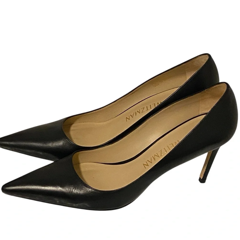 Stuart Weitzman Power 85 Pointed Toe Black Pumps Sz 9.5 AA - Picture 6 of 13